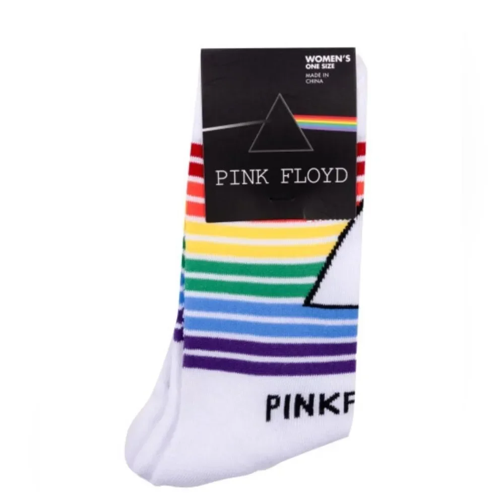 PINK floyd White SOCKS prism dark side of the moon Rainbow Socks